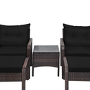 5 Pieces Patio Rattan Sofa Ottoman Furniture Set with Cushions, Black