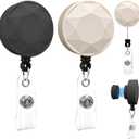 2 Pack Magnetic Badge Holder Reel with Strong Magnet Back - Retractable ID Card Clip for Nurses, Teachers, Office Professionals (Black & Beige)