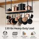KES 48 Inch Large Hanging Pot Rack Ceiling Mount with 130lb High-Capacity, Ceiling Pot and Pan Hanging Rack with 20 Hooks, Heavy Duty Pot Hangers for Kitchen, Matte Black, KUR530S122-BK
