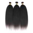 Brazilian Kinky Straight Bundles Human Hair Sew in Unprocessed Virgin Hair Extension Yaki Straight Human Hair Double Weft Hair Extension Natural Color 14 Inch