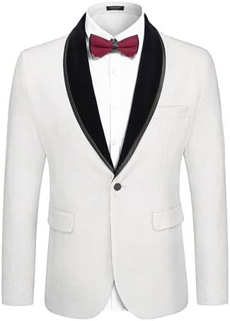 COOFANDY Men's Velvet Tuxedo Floral Blazer Jacket One Button Shawl Lapel Suit Jacket for Dinner Prom Party Wedding, S