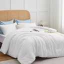 CLOTHKNOW White Full Size Comforter Set White Bedding Comforter Sets Soft All Season Men Women Comforter with 2 x Pillow Cases, Solid White, Full