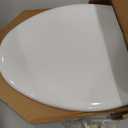 Mayfair Linden Slow Close Toilet Seat, Non Slip Heavy Duty Wood, Easy Install, Elongated, White