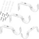 Frienda 4 Pcs White Curtain Rod Support Brackets Adjustable Curtain Rod Hangers for 1 Inch Diameter General Hardware Holders Wall Bracket Hanger Hooks with Screws