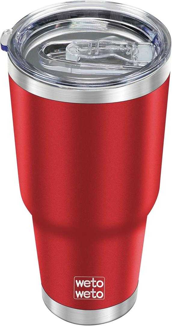 WETOWETO 30oz Tumbler, Stainless Steel Vacuum Insulated Water Coffee Tumbler Cup, Double Wall Powder Coated Spill-Proof Travel Mug Thermal Cup for Home Outdoor (Red, 1 Pack) 
