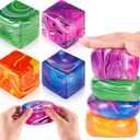 4 Pcs Gummy Squeeze Cube Fidget Gifts, Flow Liner Malt Sugar Cube, Adults Cute Sensory Fidget Stress Ball for Anxiety Stress Relief Thing Office Valentines Party Favor Exchange Prizes Gifts