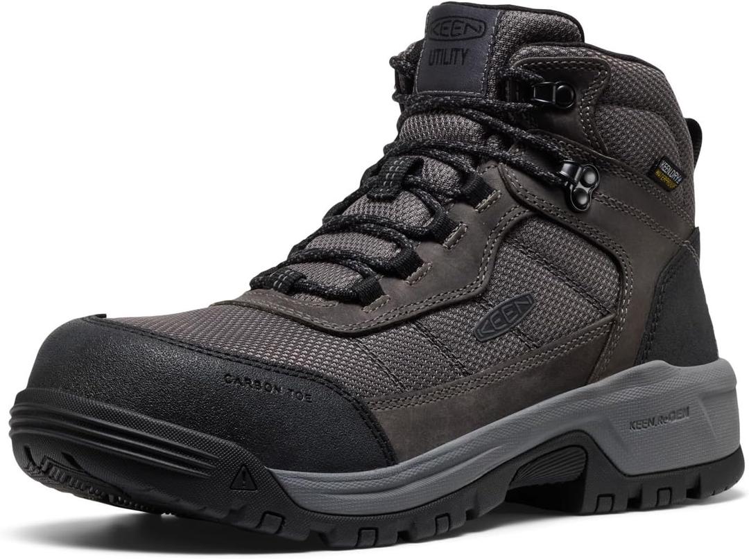 KEEN Utility mens Skokie Hiker Style Mid Height Composite Toe 90 Degree Waterproof (14 Wide, Magnet/Black)