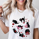 Fukika Black Cat Valentine Shirt, Cat Valentines Day Sweatshirt, Cat Mom Valentines Tee, Pet Valentine Sweatshirt, Black Cat Hearts Cat Lover Gift, XXL, White