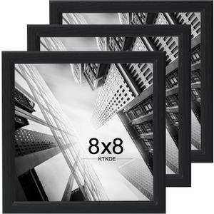KTKDE 8x8 Picture Frame Set of 3, Wooden frames black, Wall Hanging for Tapletop Display, Best Square Photo Frame Studio Gallery for Photos, Posters & Art Prints
