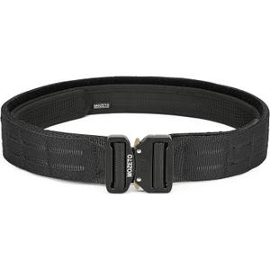 MOZETO Molle Battle Belt, 2" Battle Belts Tactical War Combat Quick Release Law Enforcement Duty Belts for Men (Medium, Black)