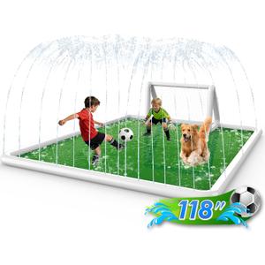 EPN Splash Pad for Kids 4-12, 118" x 138" Extra Large Rectangular Sprinkler Pad, Durable PVC, Foldable, Easy Setup, Backyard Water Play Mat, Summer Outdoor Fun Toy for Lawn & Garden