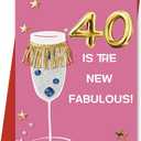 OJsensai Happy 40th Birthday Card & Gifts for Women, 40 Year Old Bday Gifts Ideas for Wife, Happy 40th Birthday Decorations, 8 x 5.3 inches / 20.5 x 13.5 cm