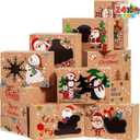 JOYIN 24PCS Christmas Cookie Boxes for Gift Giving, 8.75" x 5.75" x 2.75" Xmas Holiday Bakery Treat Boxes with Window, Kraft Cookie Tin Containers Box for Baked Goods, Cupcake, Pastry, Brownies, Candy (Christmas Classic Color)