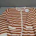 ANRABESS Womens Cardigan Sweater Long Sleeve Button Down Lady Tweed Knit Jackets 2025 Fall Outfits White Orange Strip X-Large