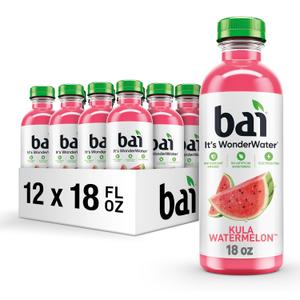 Bai Antioxidant Infused Water Beverage, Kula Watermelon, with Vitamin C and No Artificial Sweeteners, 18 Fluid Ounce Bottle, 12 Pack, Best By NOV 24/2025