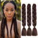 Brown Braiding Hair 24 Inch Hair Extensions for Braiding 100G/Pcs 3PCS, High Temperature Fiber Jumbo Braiding Hair Extensions (Dark Brown 4#)
