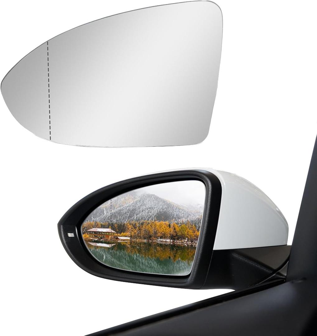 Driver Left Side Heated Mirror Glass - Compatible With Volkswagen VW Golf MK7, GTI, R, Sport Wagen, All track, Jetta