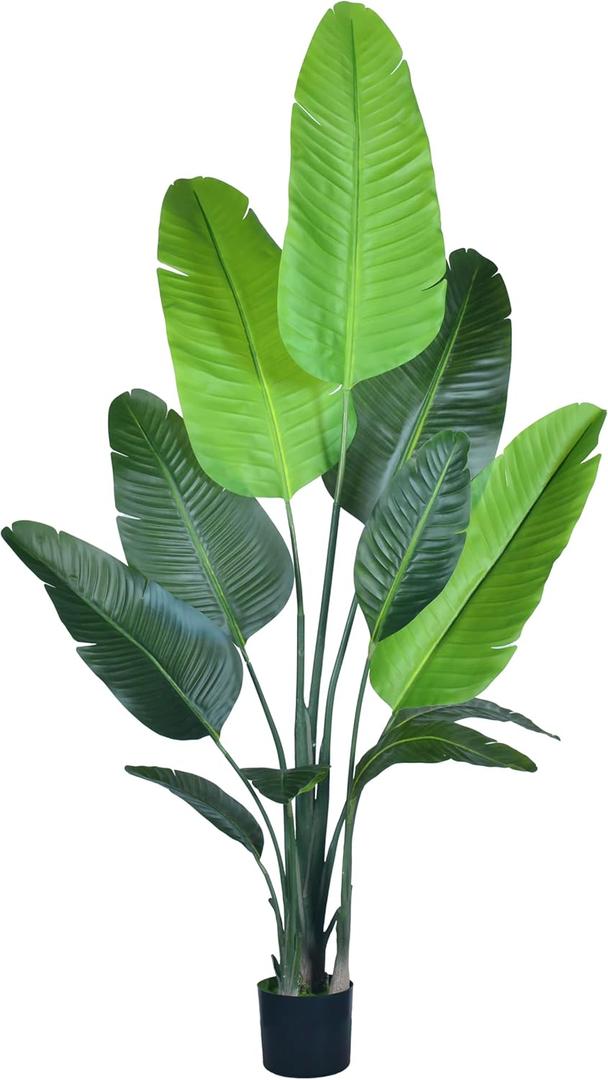 Bird of Paradise Plant Artificial - 6FT Faux Plants Indoor Tall with Realistic Trunks - Indoor Silk Floor Plant for Home Decor in Living Room, Office, and Bedroom (6in)