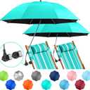 2 PACK Beach Umbrella with Clamp, 360 Adjustable Umbrellas for Chair, UPF50+ Umbrella for Beach Chair, Patio Chair, Wheelchair, Camping Chair, Golf Carts (Chair Not Included)