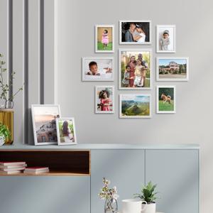 Icona Bay Combination White Picture Frames Sot 10 PC (Fve 4x6, Three 5x7, Two 8x10), Multi-Pack for Modern Wall Gallery, EXclusiv6S Collection, Mixed: 5x,3x, 2x