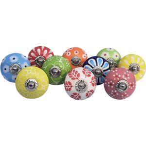 Royal Kraft Vintage Multicolor Hand Painted Ceramic Pull Knobs for Kitchen Cabinet, Door & Drawer, Wardrobe, Cupboard (Set of 10) Sknob008