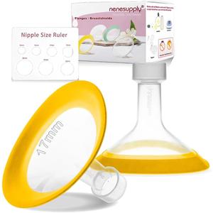 Nenesupply 17mm Oval Flanges Compatible with Medela Breast Pump Parts Replace 17mm Medela Flange Accessories. Work with Pump in Style Parts Symphony Parts Swing Maxi Harmony and Personalfit Flex