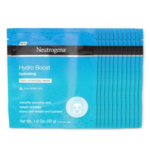 Neutrogena Hydro Boost Hydrating 100% Hydrogel Sheet Mask for Face, Moisturizing Gel Face Mask with Hyaluronic Acid for Dry Skin, Gentle, Non-Comedogenic, 1 oz, Pack of 12