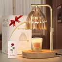 Mothers Day Gifts, Candle Warmer Lamp with Adjustable Height, Timer & Dimmer, Birthday Gifts for Women, Elegant Gift Box & Greeting Card, Candle Lamp with 2 Bulbs for Home Decor/Bedroom/Office (Amber)