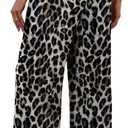 Sampeel Wide Leg Pants for Women Flowy Palazzo Drawstring Elastic Waist Trousers with Pockets Summer Beach Vacation Clothes (M)