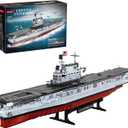 Military Series World War II Battleship Building Kit, 1883 Pieces World Class USS CV-6 Enterprise Compatible with Lego Army Set for Adults WW2, Toy Gift Boat Building Block Kids 8-12 Model Home Decor
