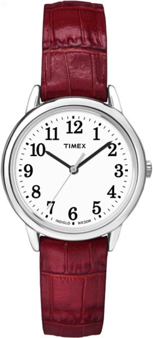 Timex Women's Easy Reader Watch (30mm, Red/Silver-Tone/White/30mm)