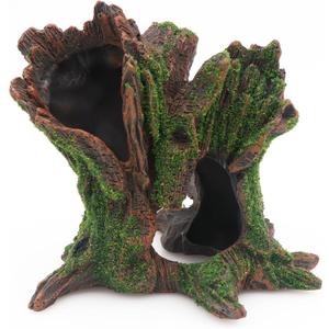 AQUA KT Aquarium Landscape Tree Stump Trunk Hollow Betta Cichlid Cave Rocks for Fish Hiding Tank Decoration Decorations