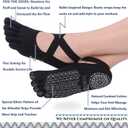 Ozaiic Yoga Socks for Women with Grips, Non-Slip Five Toe Socks for Pilates, Barre, Ballet, Fitness (Black) , size 5.5-11