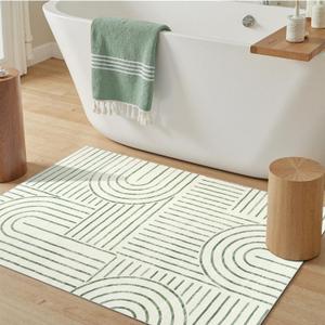 DCX Abstract Machine Washable 3x5 Rug, Sage Green Modern Accent Rug for Living Room, Soft Low Pile Non Slip Carpet, Kid & Pet Friendly Stain Resistant Rug for Bedroom Dining Room Office