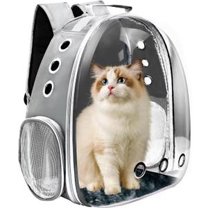 Cat Backpack Carrier, Pet Cat Carrier with Ventilated Design for Carrying Puppy Cats, Pet Carrier Backpack for Traveling/Hiking/Camping/Outdoors Airline Approved Travel Carrier (Grey)