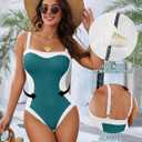 MANGOPOP Women One Piece Swimsuit Tummy Control Slimming Swim Suits Color Block Bathing Suit 2026 Beach Vacation Swimwear (White, XXL)