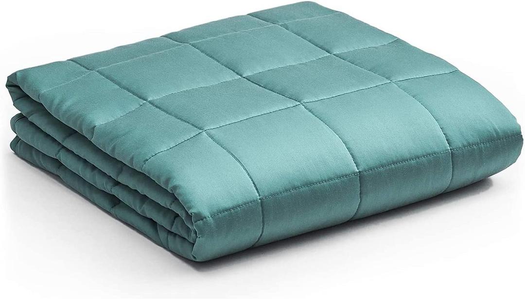 YnM Cooling Weighted Blanket, Oeko-Tex Certified Material with Premium Glass Beads (Sea Grass, 80''x87'' 25lbs), 110~190lb Persons Sharing Use on Queen/King Bed | A Duvet Included