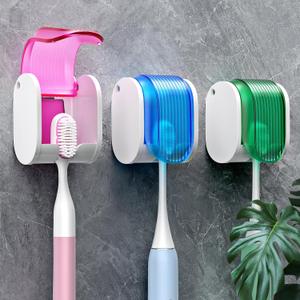 Toothbrush Holders for BathroomsUpgrade Single Slot Design Toothbrush Holder Wall Mounted with Cover Moisture-Proof and Dust-Proof Toothbrush Storage Organizer for Shower Family and Travel 3PCS