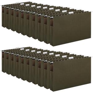 Pack of 20 Extra Capacity Hanging File Folders with Tabs Reinforced Legal Size Hanging Folders Expandable, Heavy Duty 2 Inch Expansion Designed for Bulky Files Medical Charts(Green)