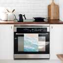 Beach Kitchen Towels Set of 2 Dish Towels Kitchen Hand Towels Absorbent Quick Dry Microfiber Cloth Dish Towel for Kitchen Drying 18" x 26",Coastal Ccean Sand Wave Blue Teal