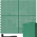 Drainage Tiles Modular Interlocking Floor Tiles with 1 Pc Plastic Hammer 12" x 12" Cushion Mat Non Slip Rubber Floor mat with Holes for Pool Bathroom Deck Kitchen Patio(Dark Green,12 Pack)