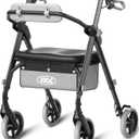 VOCIC Walkers for Seniors, Z11 Rollator Walker with Seat, Max 380 lbs, Avant Walkers with Ergo Seat & Backrest, Foldable Rollator Adjustable Height, All Terrain Walker, Lightweight
