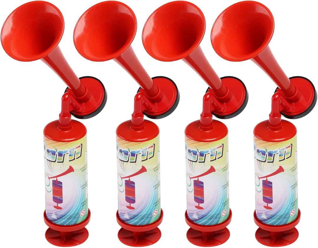 Handpush horn, Boating, Camping, Party Supplies,HandHeld air Horn for Boats Noise Maker for Sports Events Birthday Party Holiday Celebration Favors (ABS Handpush horn 4PCS) (Pump horn COLORS)