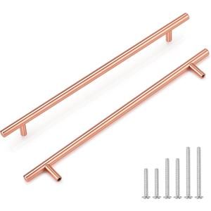 10 Pack Rose Gold Cabinet Handles and Knobs - 10 Inch (256mm) Hole Centers Solid Stainless Steel Kitchen Cabinet Hardware Pulls for Drawers, Dressers & Cabinets - Modern Cabinet Handles