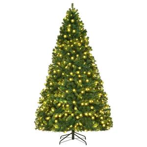 8Ft Pre-Lit Hinged PVC Christmas Tree 430 LED Lights Green