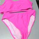 Pink Queen Women's Crop Top High Waisted Cheeky Bikini Set Two Piece Swimsuits XL Rose Red