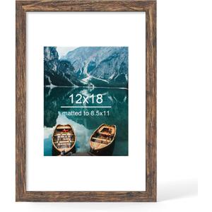 Hongkee 12x18 Picture Frame, Rustic Brown Wood Style, Wall Mounting