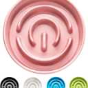 Ceramic Slow Feeder Dog Bowls, 2.0 Cups Slow Feeder for Medium and Large Dogs, Puzzle Maze Bowl to Slow Down Eating, 30oz, 8in, Pink