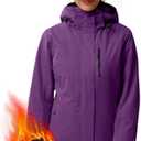FREE SOLDIER Women's Waterproof Ski Snow Jacket Fleece Lined Warm Winter Rain Jacket with Hood Fully Taped Seams size M,, Purple