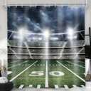 AMBZEK Boys Football Shower Curtain Sports American Sports Bathroom Accessories 72Wx72L Men Masculine Shower Curtain Set Stadium Field Soccer Green Cloth Fabric Bathroom Decor Set with 12 Pack Hooks
